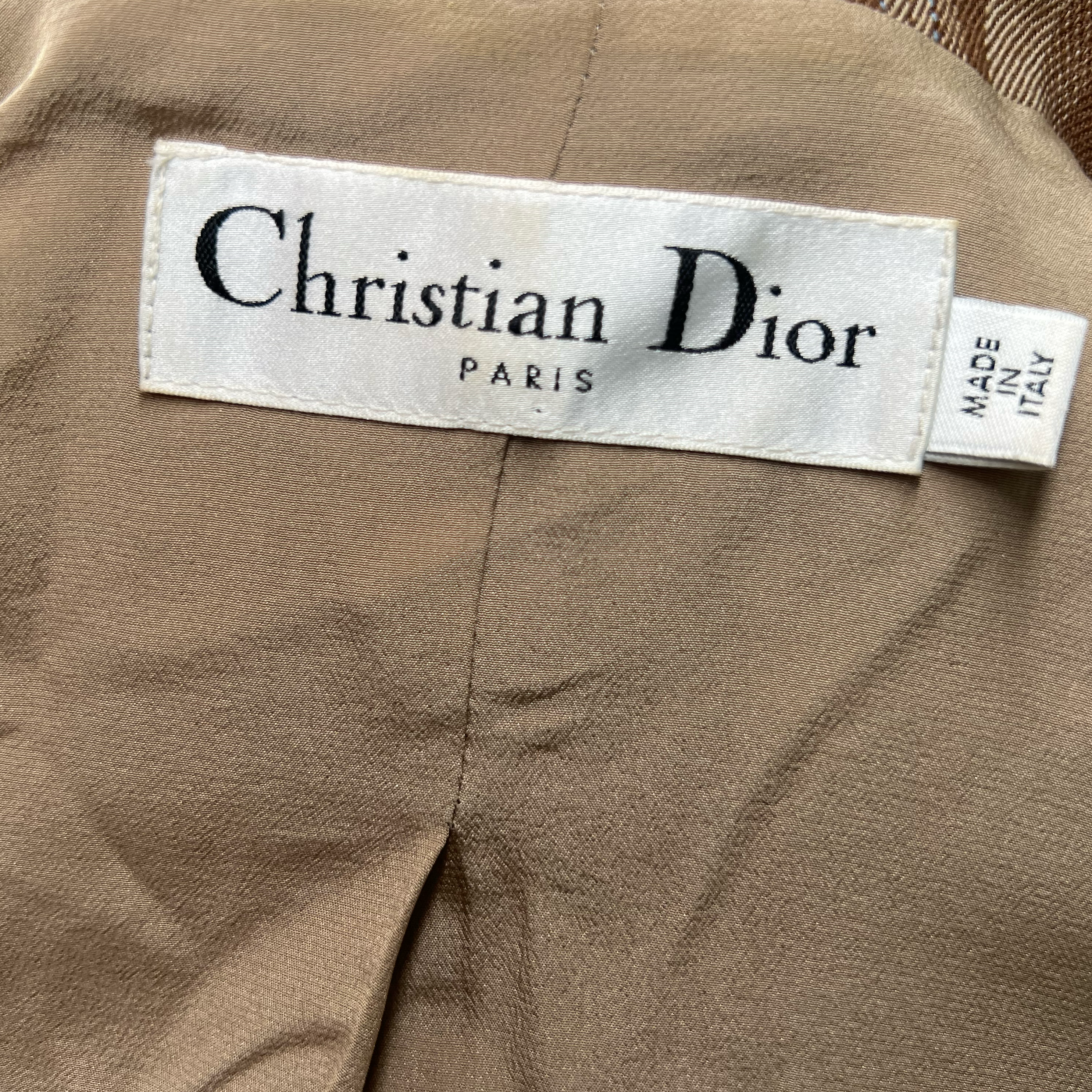 CHRISTIAN DIOR - Short Blazer Brown Plaid pattern