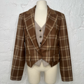 CHRISTIAN DIOR - Short Blazer Brown Plaid pattern