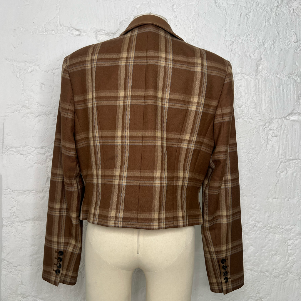 CHRISTIAN DIOR - Short Blazer Brown Plaid pattern