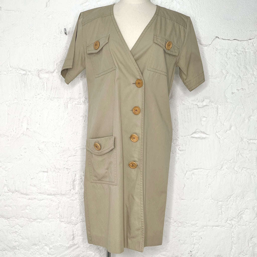 YVES SAINT LAURENT YVES SAINT LAURENT - Green Safari Dress - ALE PARIS Luxury Vintage