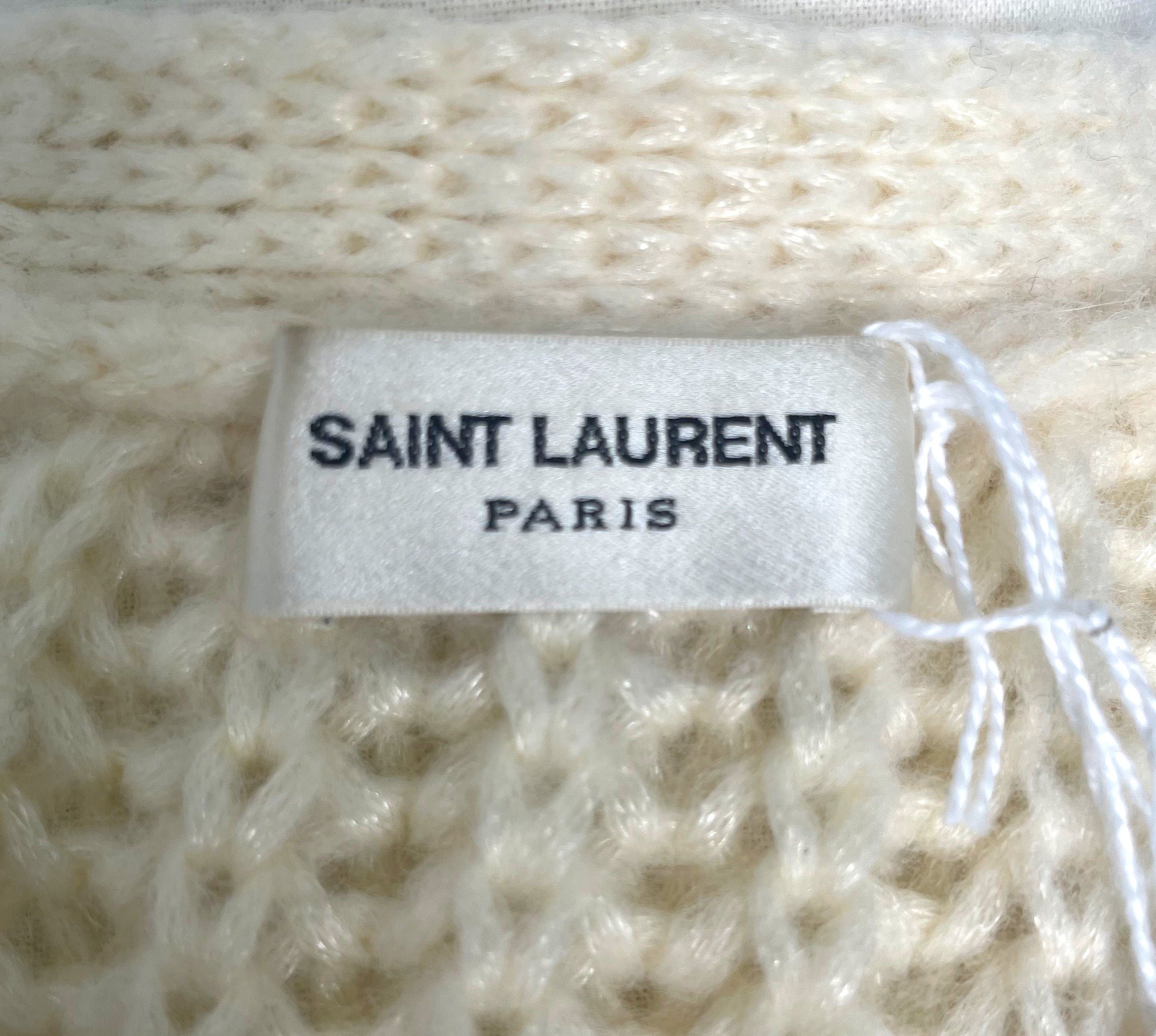 YVES SAINT LAURENT YVES SAINT LAURENT - White Destroyed Cardigan - ALE PARIS Luxury Vintage