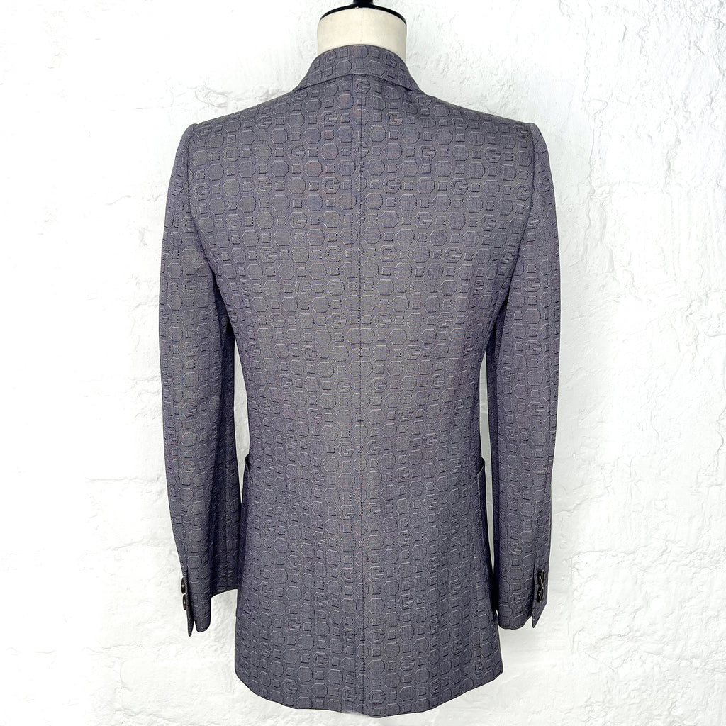 GUCCI GUCCI - Silk Blue Monogram Jacket - ALE PARIS Luxury Vintage