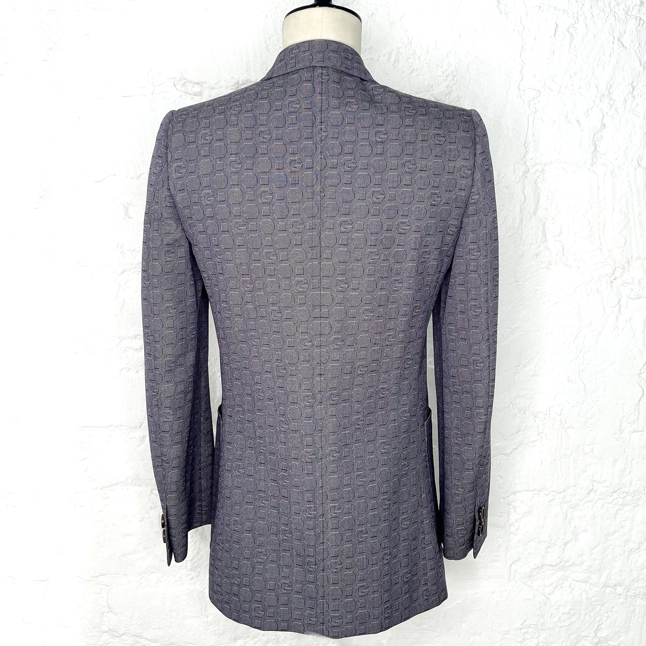 GUCCI GUCCI - Silk Blue Monogram Jacket - ALE PARIS Luxury Vintage