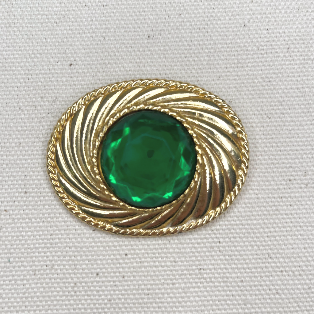 UNGARO UNGARO - Green Oval Brooch - ALE PARIS Luxury Vintage