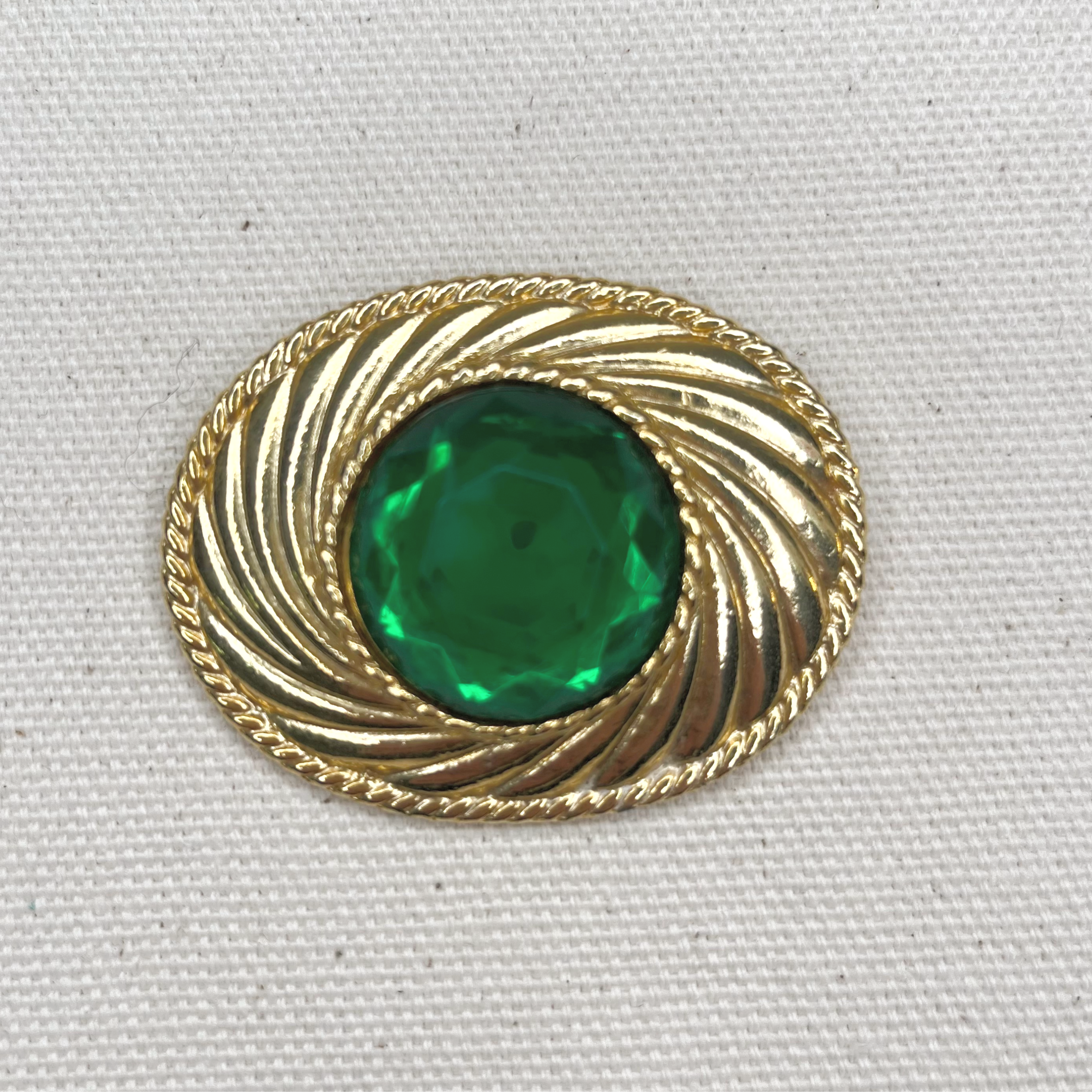 UNGARO UNGARO - Green Oval Brooch - ALE PARIS Luxury Vintage
