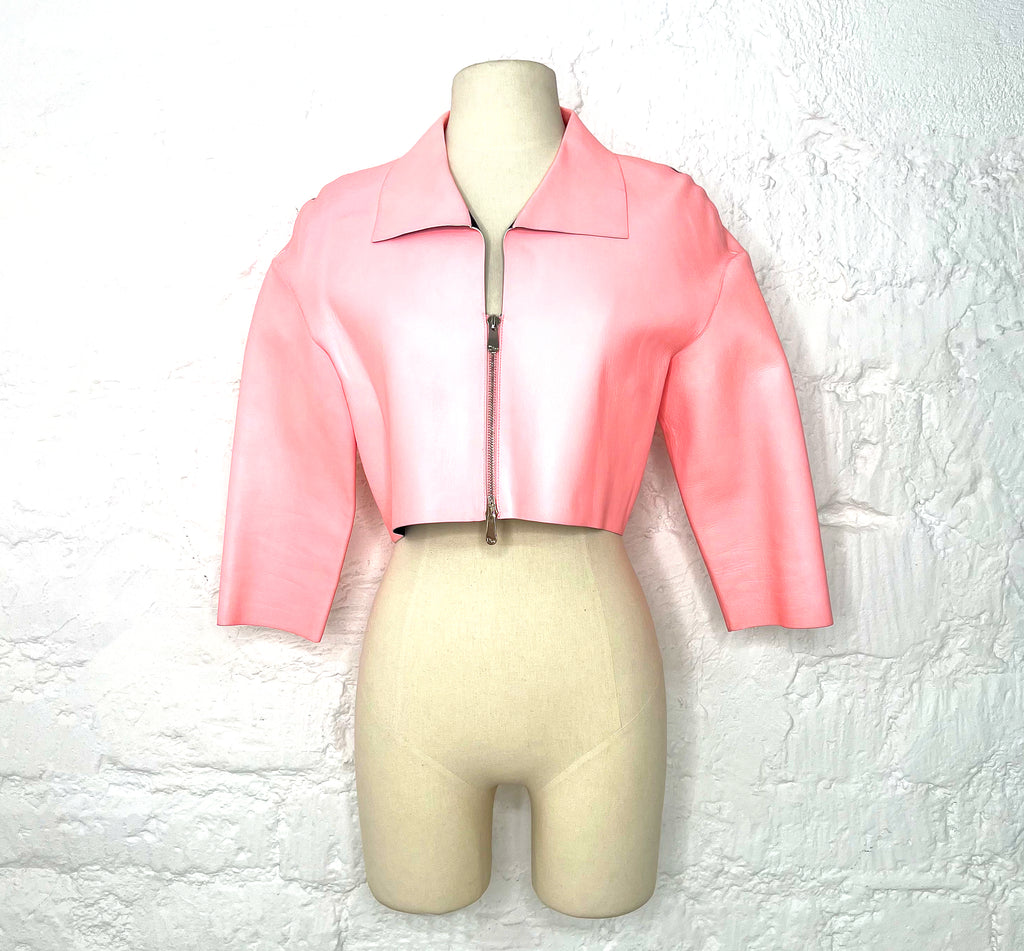 CHRISTIAN DIOR CHRISTIAN DIOR -  Cropped Pink Leather Jacket - ALE PARIS Luxury Vintage