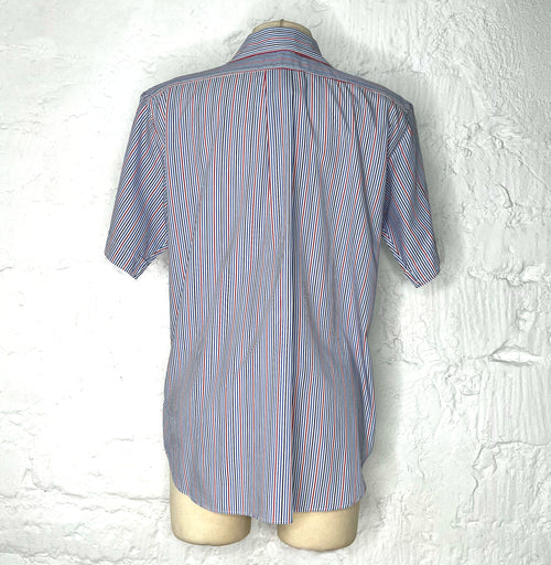 CÉLINE CELINE - Blue Shirt With Colorful Stripes - ALE PARIS Luxury Vintage