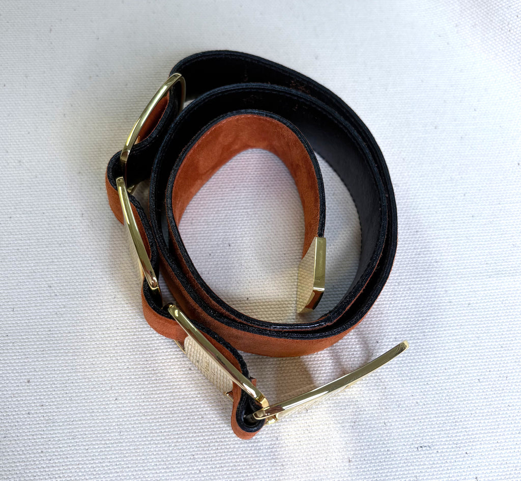 FERRAGAMO FERRAGAMO - Orange And Gold Suede Belt - ALE PARIS Luxury Vintage
