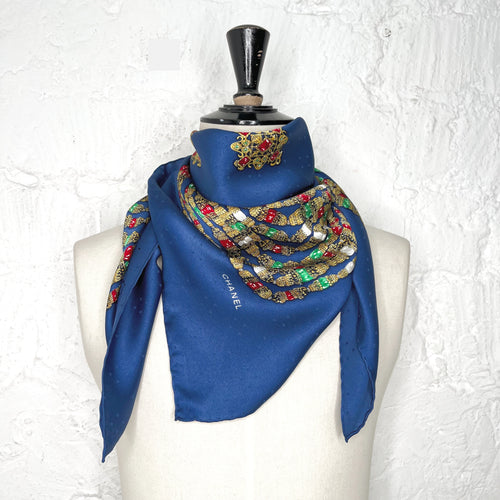 CHANEL CHANEL - Blue Scarf - ALE PARIS Luxury Vintage