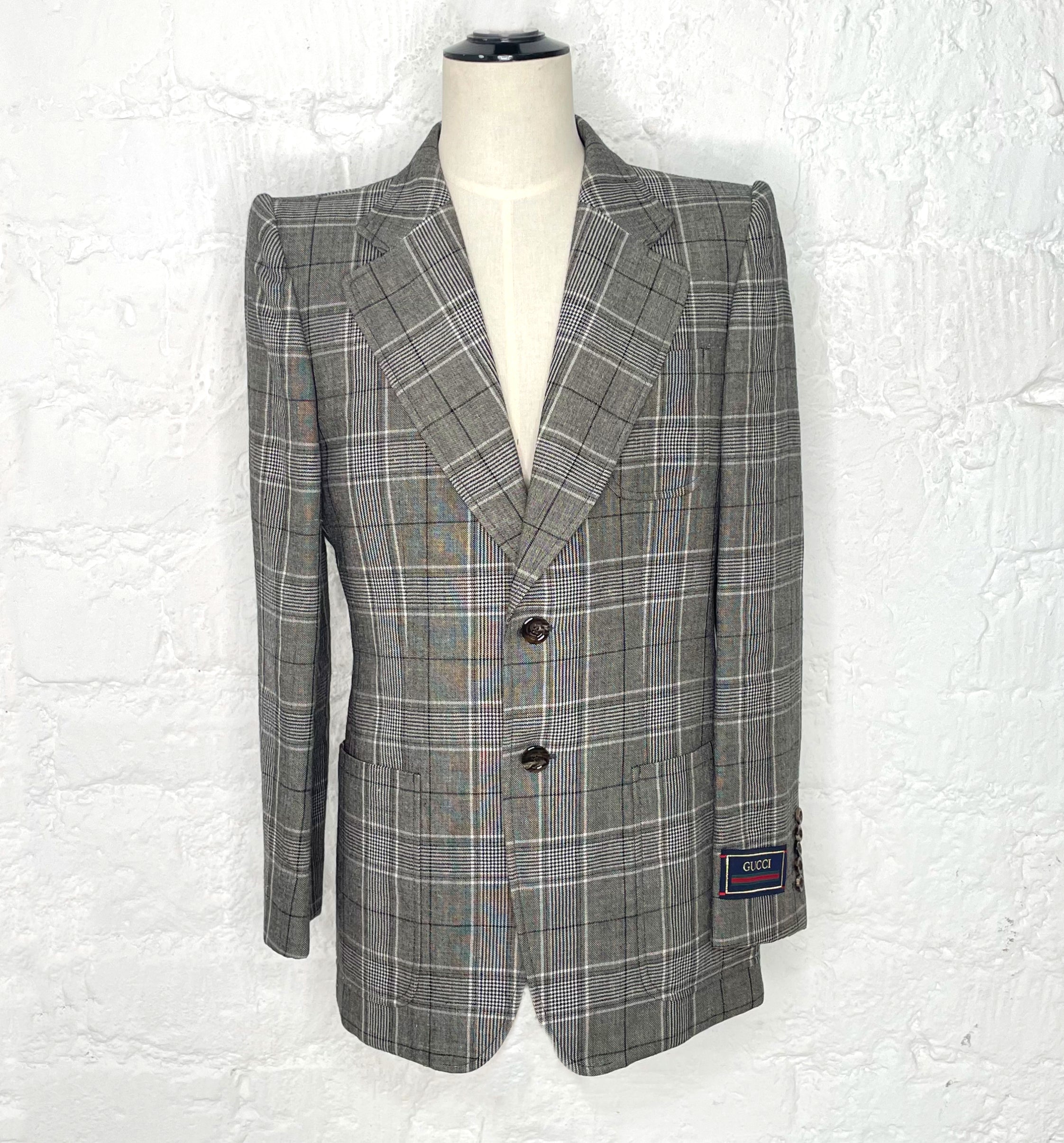 GUCCI GUCCI - Grey Checkered Blazer - ALE PARIS Luxury Vintage