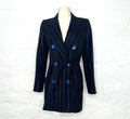 CHANTAL THOMAS CHANTAL - Thomas Double Breasted Black And Blue Lurex Jacket - ALE PARIS Luxury Vintage