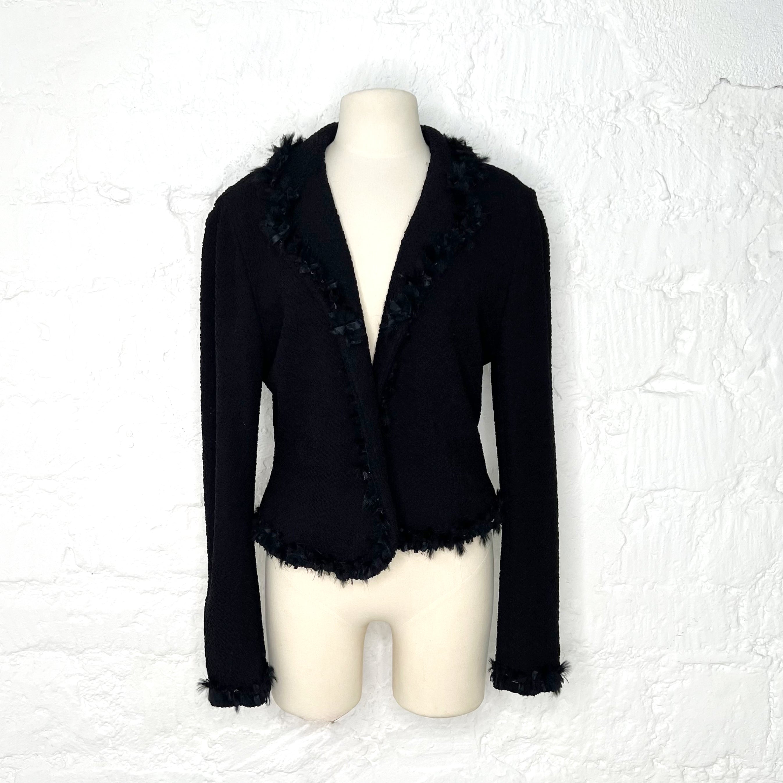 CHRISTIAN DIOR - Black wool frayed extensible jacket - ALE PARIS Luxury Vintage