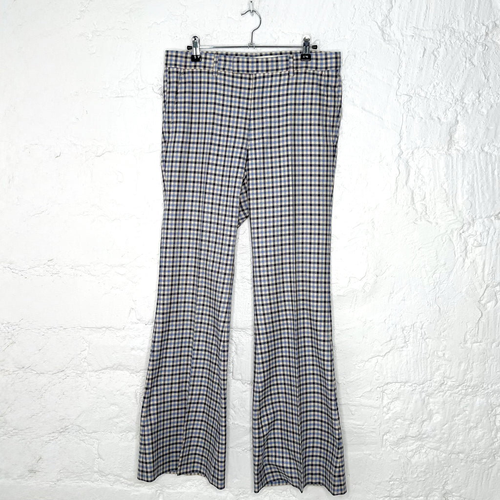 GUCCI - Blue vichy pattern bootcut trousers - ALE PARIS Luxury Vintage