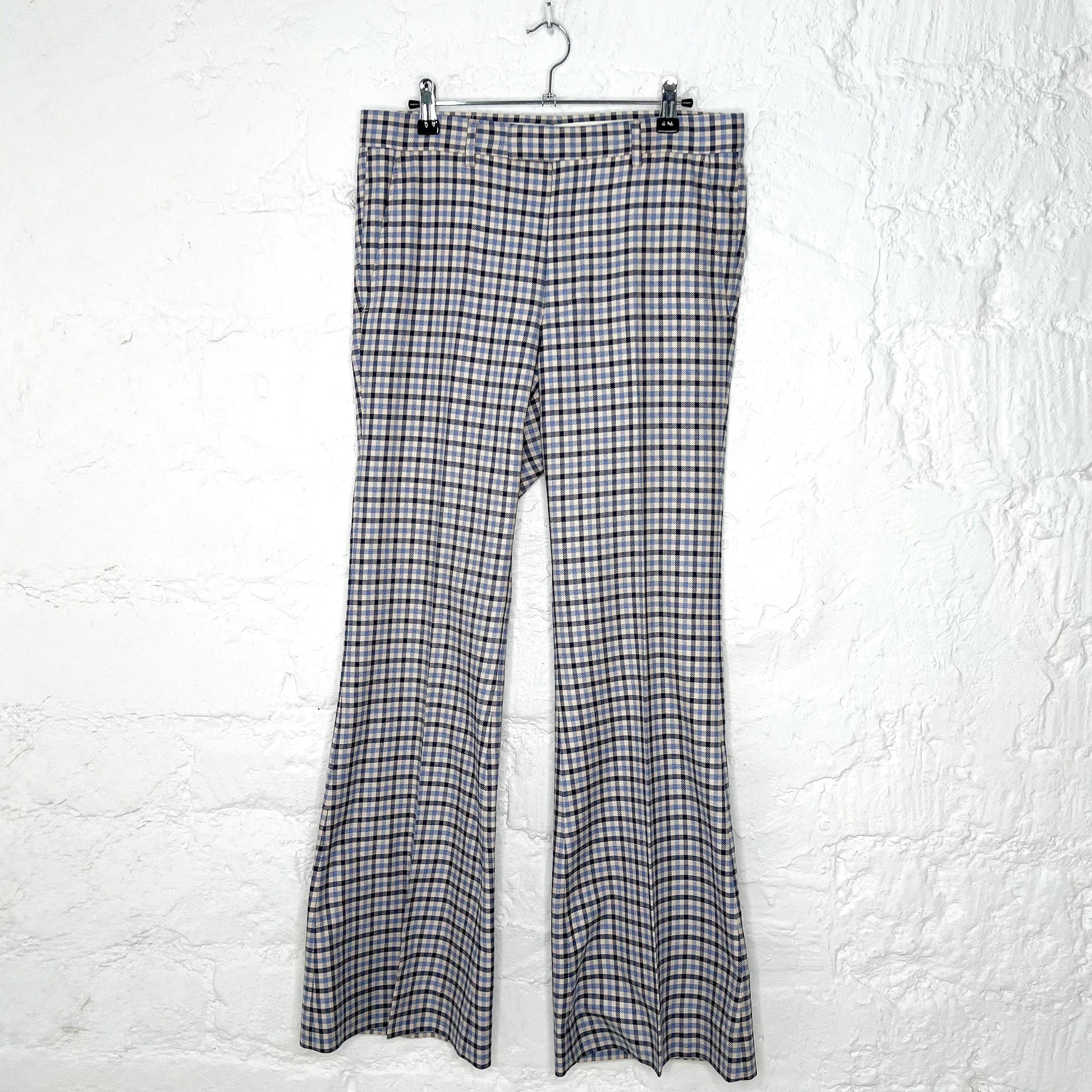 GUCCI - Blue vichy pattern bootcut trousers - ALE PARIS Luxury Vintage