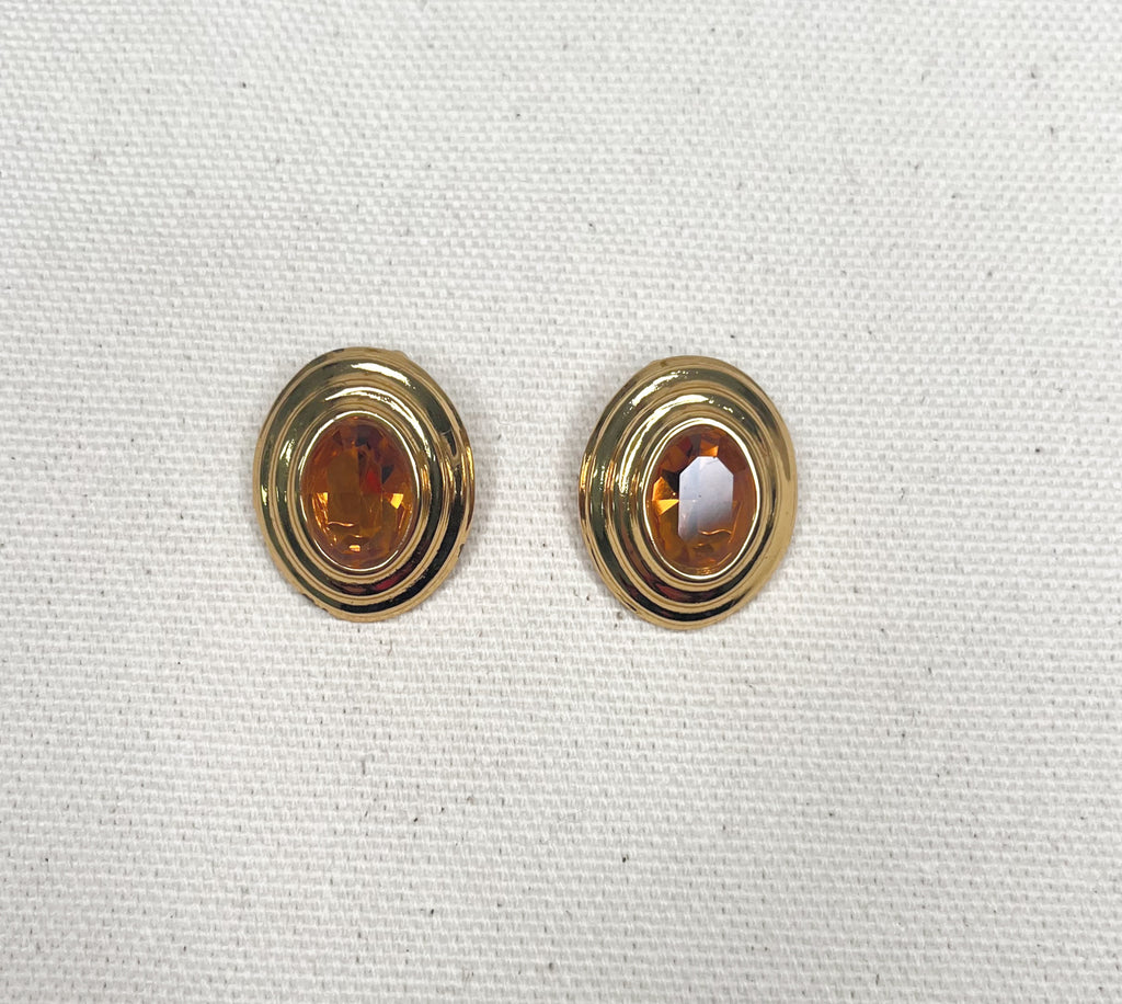 DIOR DIOR - Orange Ovale Clip Earrings - ALE PARIS Luxury Vintage