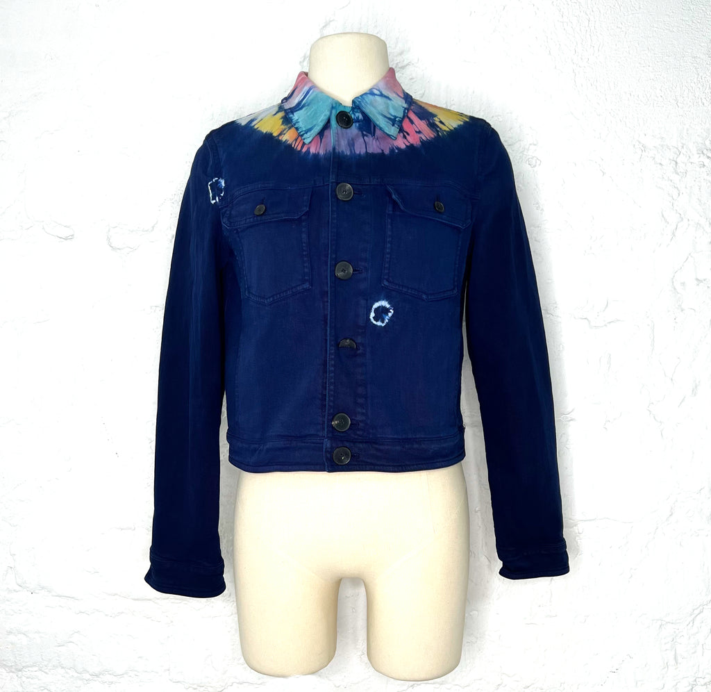 CHRISTIAN DIOR CHRISTIAN DIOR - Dark Blue Denim Jacket Rainbow Collar - ALE PARIS Luxury Vintage