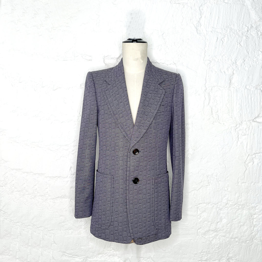 GUCCI GUCCI - Silk Blue Monogram Jacket - ALE PARIS Luxury Vintage