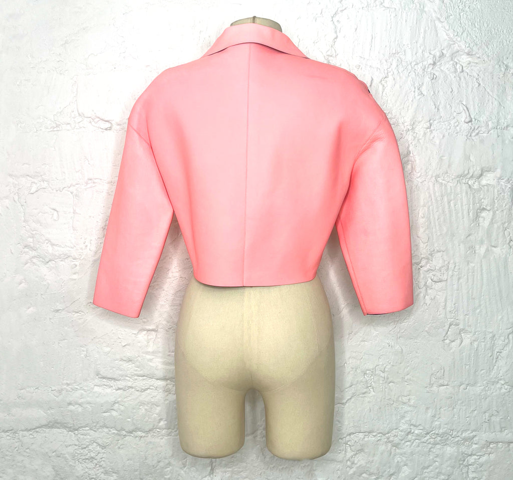 CHRISTIAN DIOR CHRISTIAN DIOR -  Cropped Pink Leather Jacket - ALE PARIS Luxury Vintage