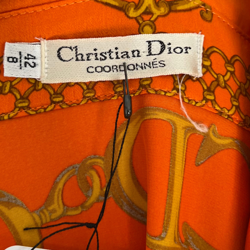 CHRISTIAN DIOR CHRISTIAN DIOR - Orange Satin Short Shirt - ALE PARIS Luxury Vintage