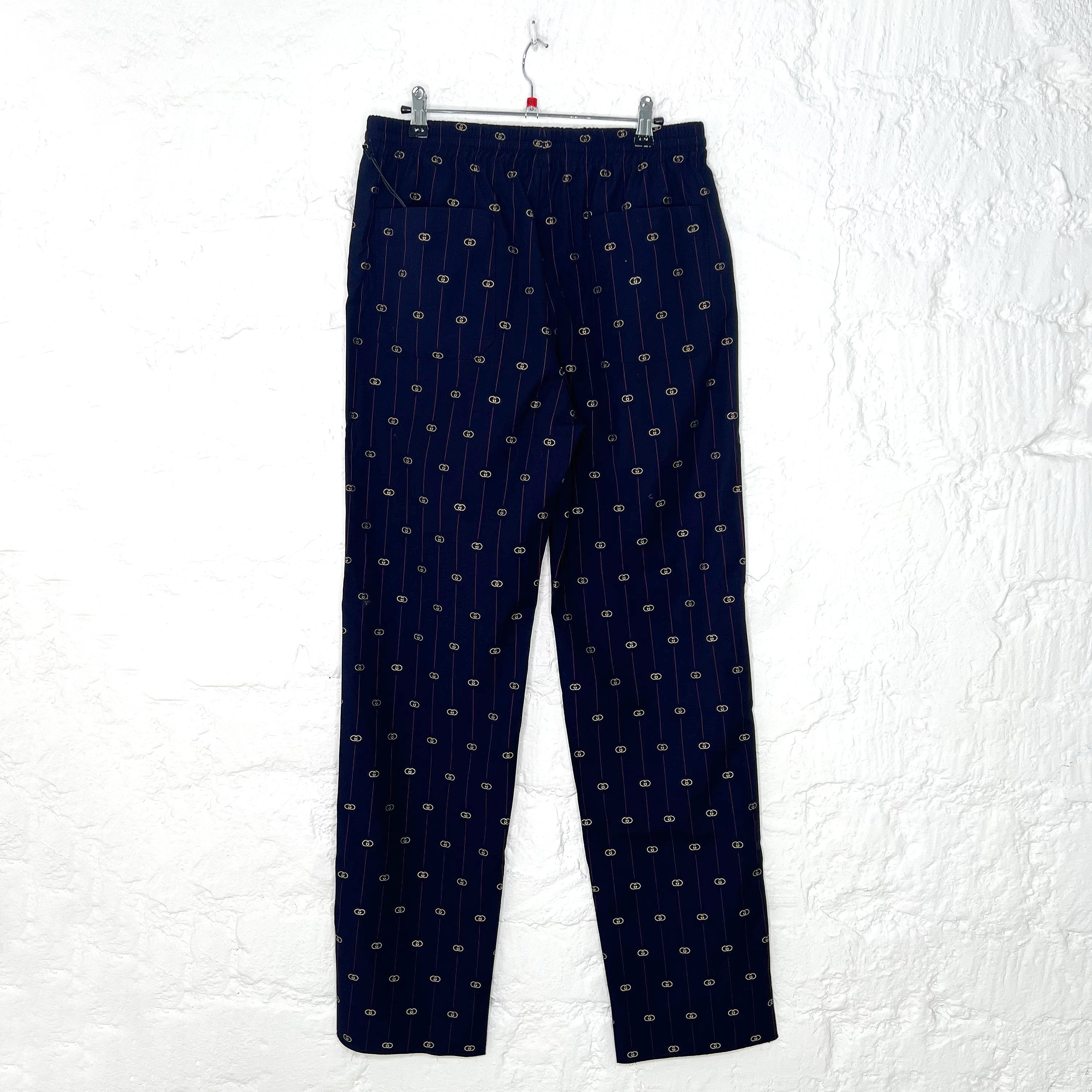 GUCCI GUCCI - Navy Blue Wool Monogram Pants - ALE PARIS Luxury Vintage