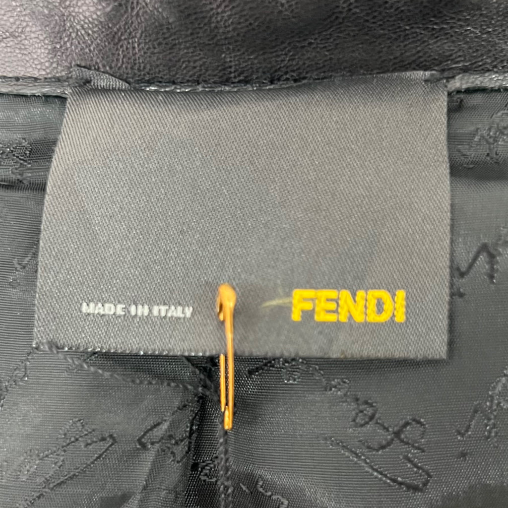 FENDI FENDI - Black Short Leather Jacket - ALE PARIS Luxury Vintage