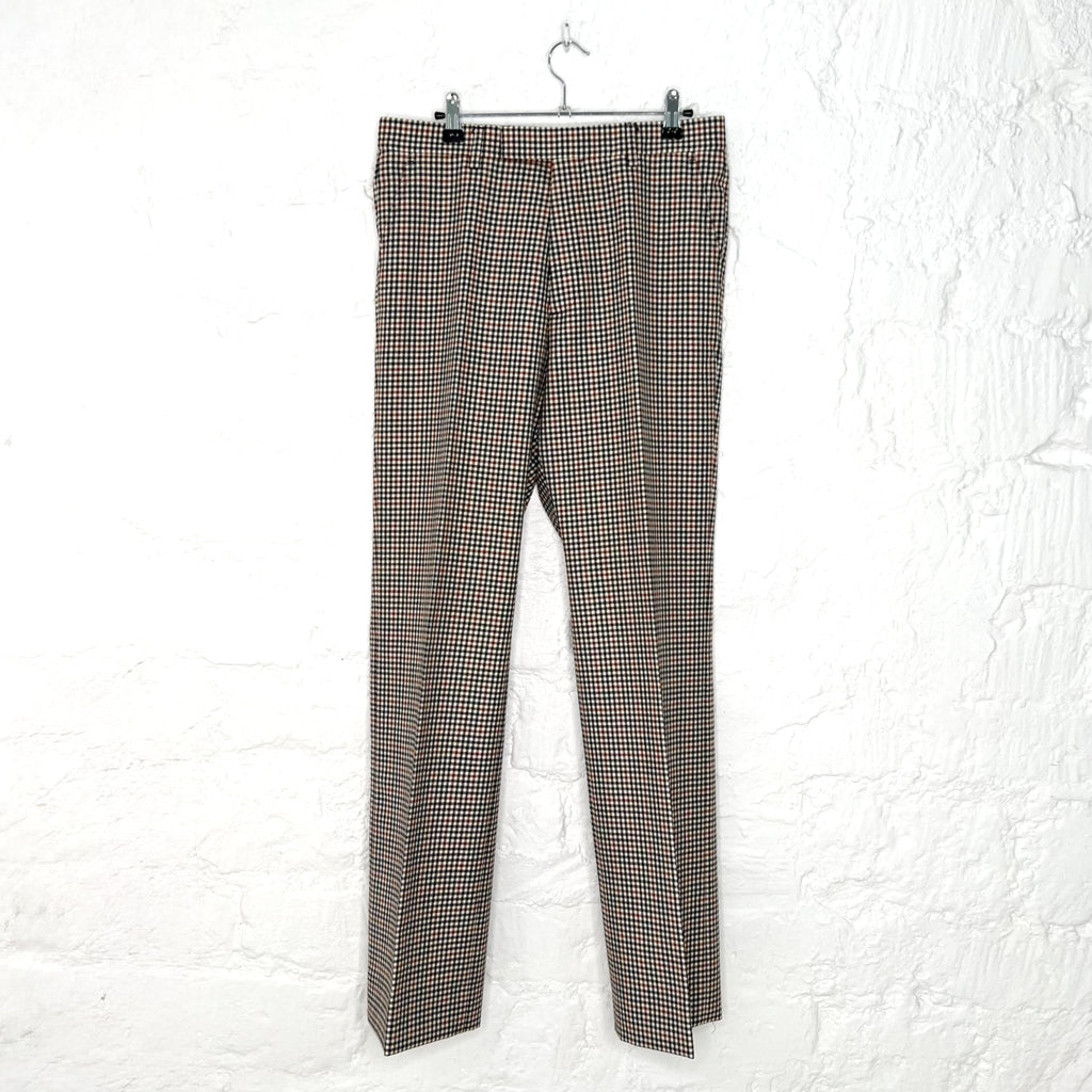 GUCCI GUCCI - Brown Checkered Pattern Wide Leg Trousers - ALE PARIS Luxury Vintage