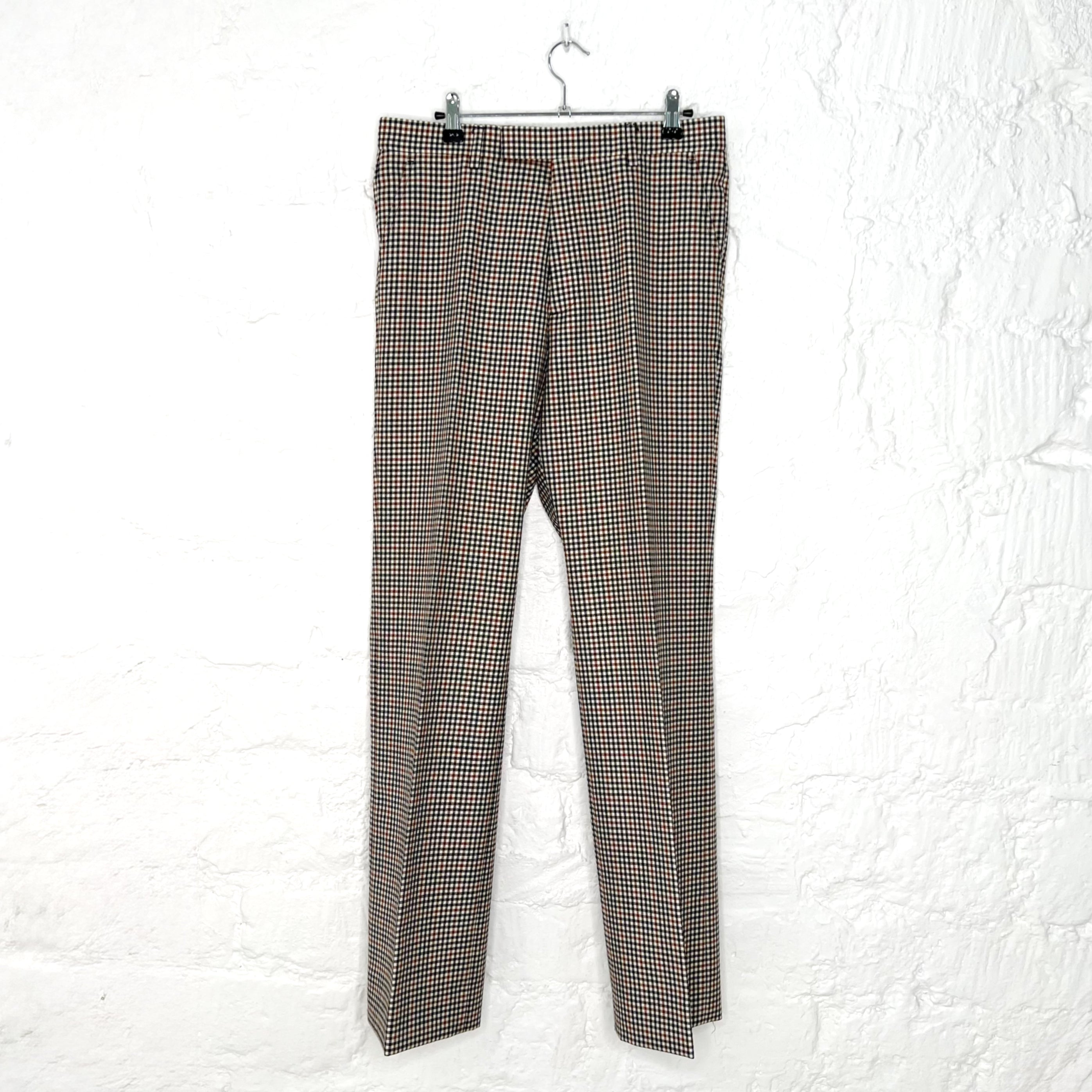 GUCCI GUCCI - Brown Checkered Pattern Wide Leg Trousers - ALE PARIS Luxury Vintage