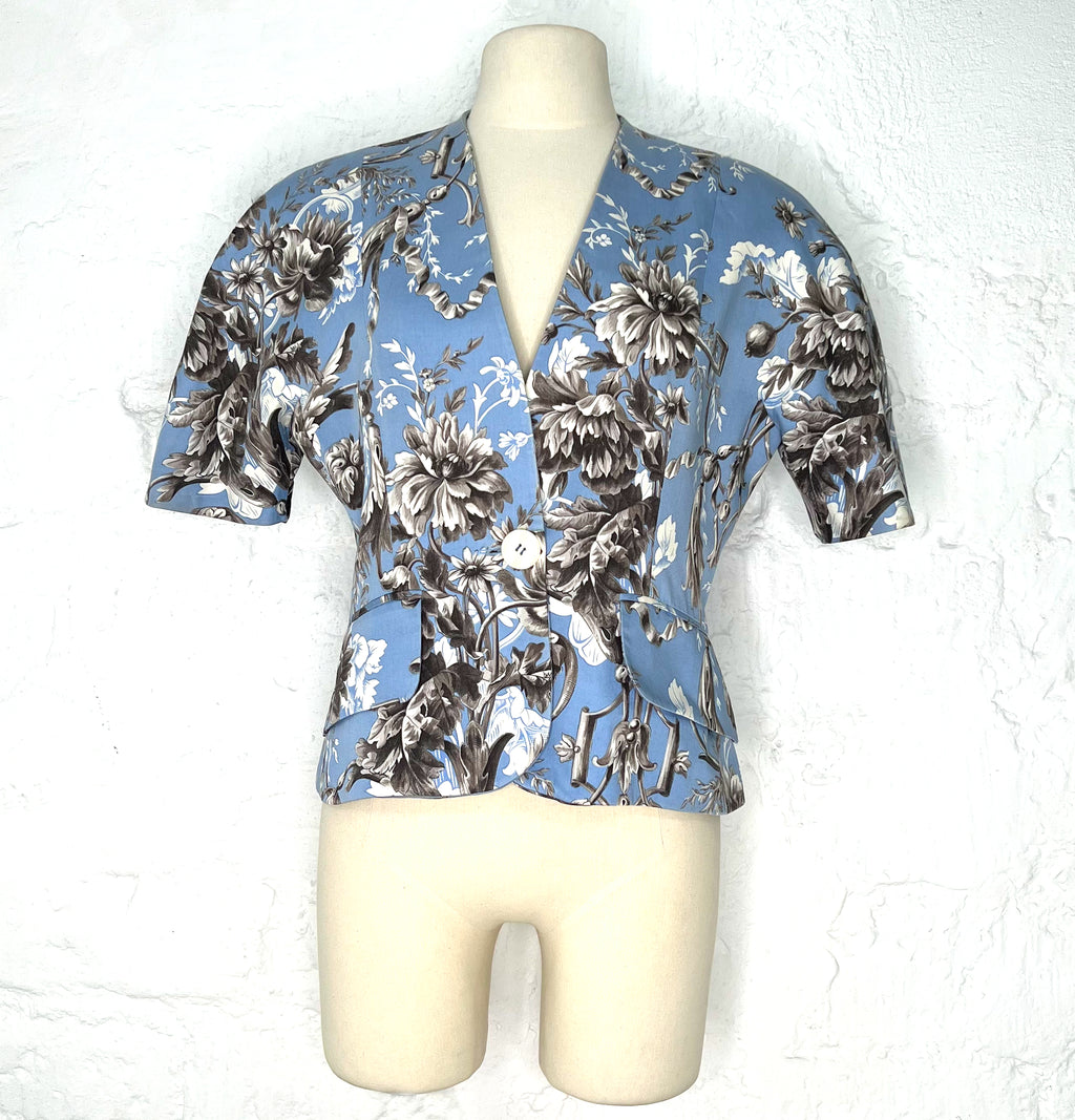 CHRISTIAN DIOR CHRISTIAN DIOR - Blue Printed Short Jacket - ALE PARIS Luxury Vintage