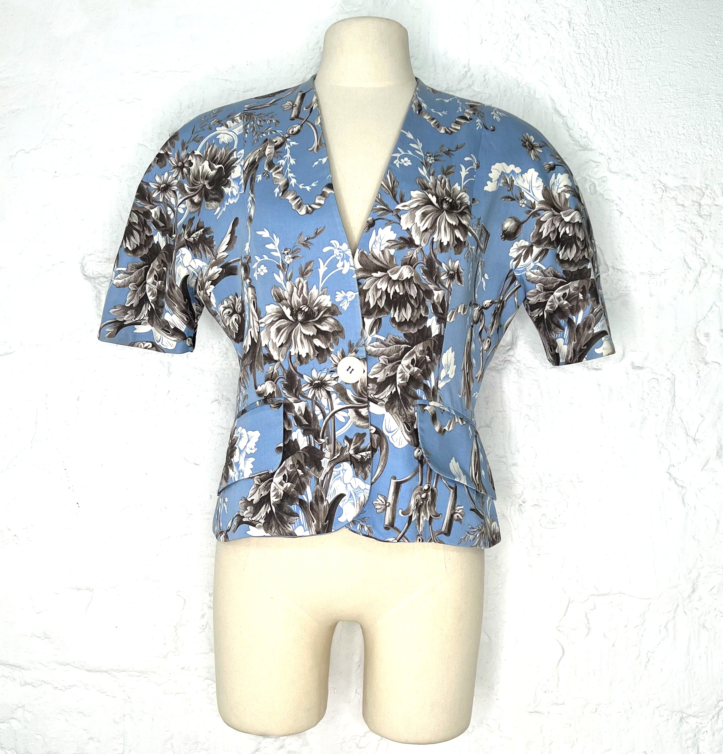 CHRISTIAN DIOR CHRISTIAN DIOR - Blue Printed Short Jacket - ALE PARIS Luxury Vintage