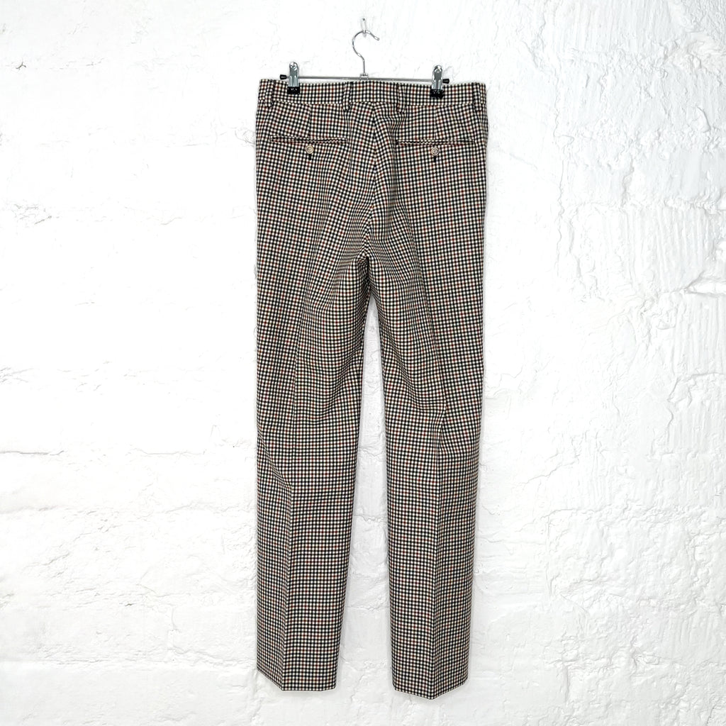 GUCCI GUCCI - Brown Checkered Pattern Wide Leg Trousers - ALE PARIS Luxury Vintage