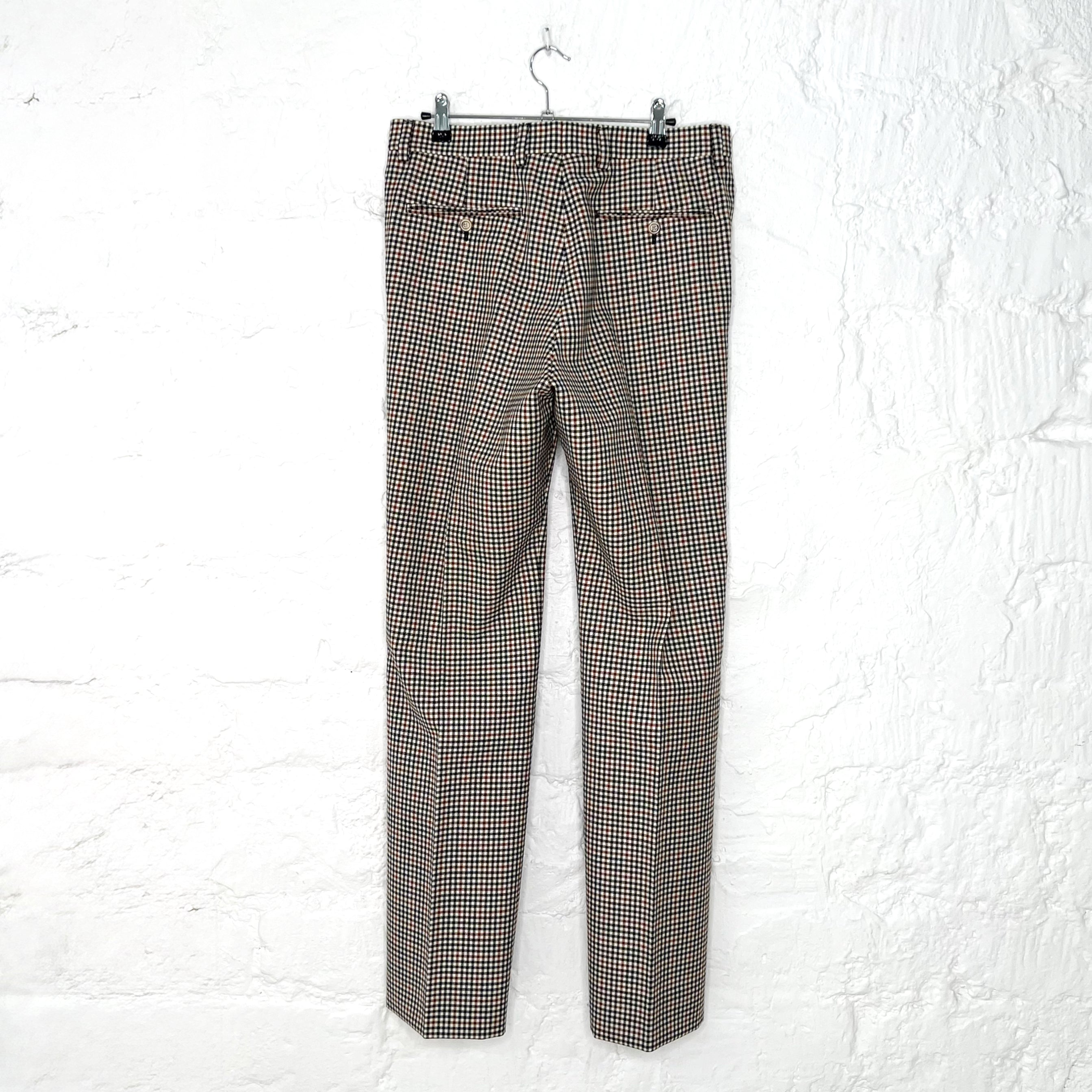 GUCCI GUCCI - Brown Checkered Pattern Wide Leg Trousers - ALE PARIS Luxury Vintage