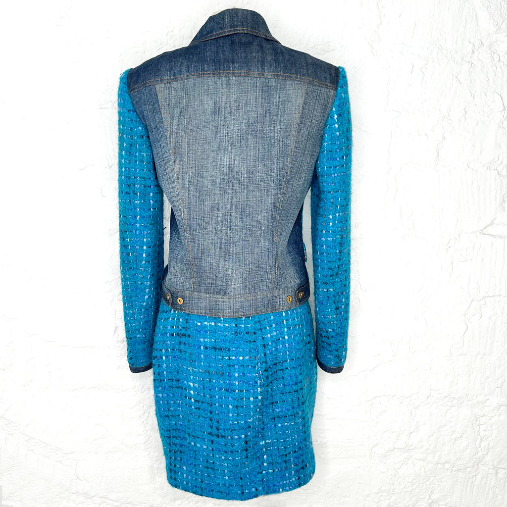 DOLCE GABANNA DOLCE & GABANNA - Blue Wool Tweed And Denim Set - ALE PARIS Luxury Vintage