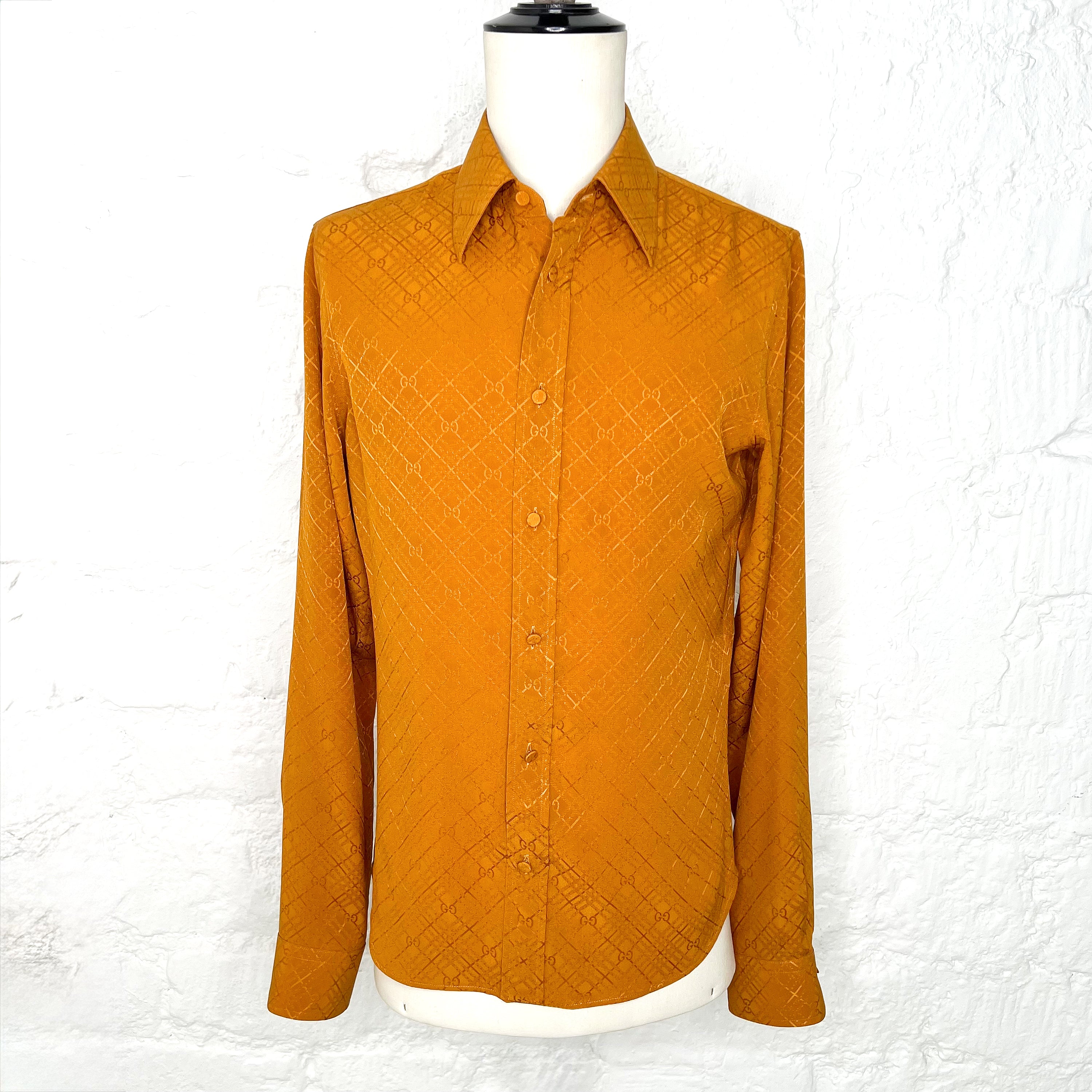 GUCCI GUCCI - Orange Jacquard Silk Monogram Gg Shirt - ALE PARIS Luxury Vintage