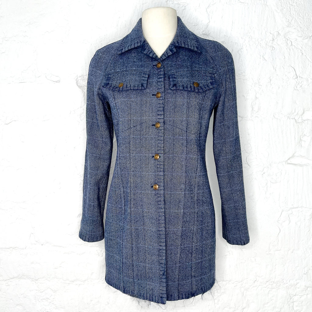 CHRISTIAN DIOR CHRISTIAN DIOR - Brushed Blue Grey Wool Jacket - ALE PARIS Luxury Vintage