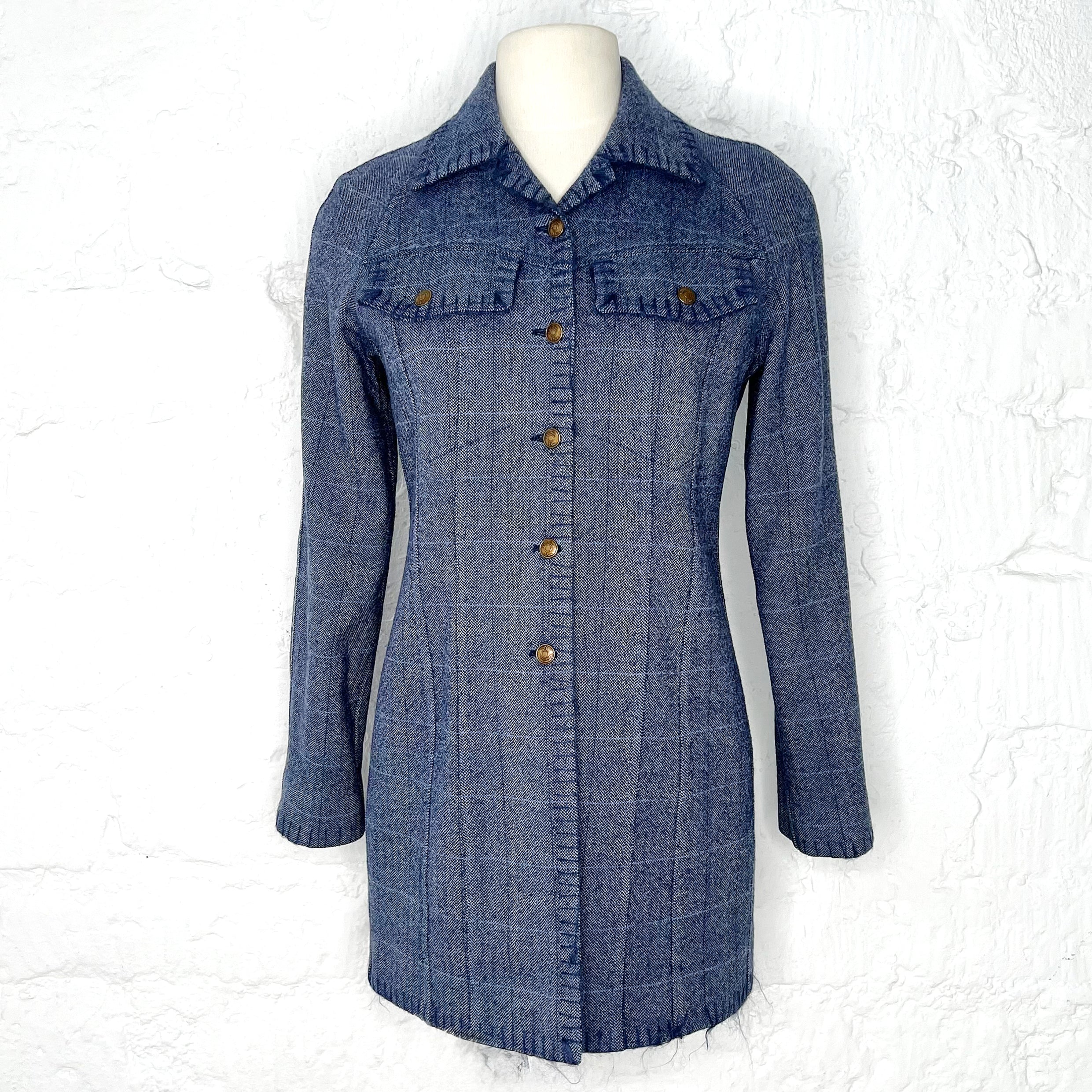 CHRISTIAN DIOR CHRISTIAN DIOR - Brushed Blue Grey Wool Jacket - ALE PARIS Luxury Vintage