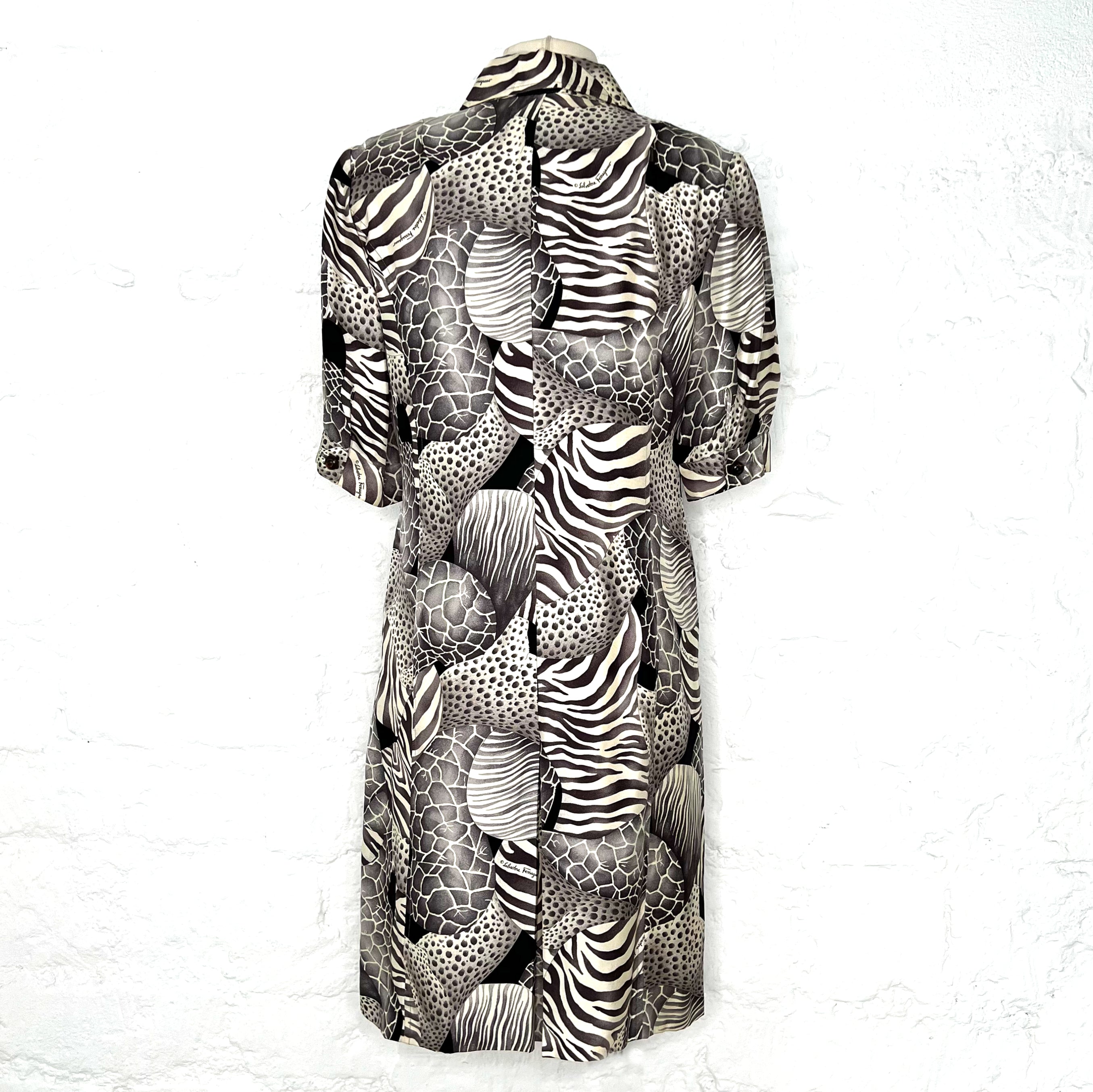 FERRAGAMO FERRAGAMO - Animal Printed Shirt Dress - ALE PARIS Luxury Vintage
