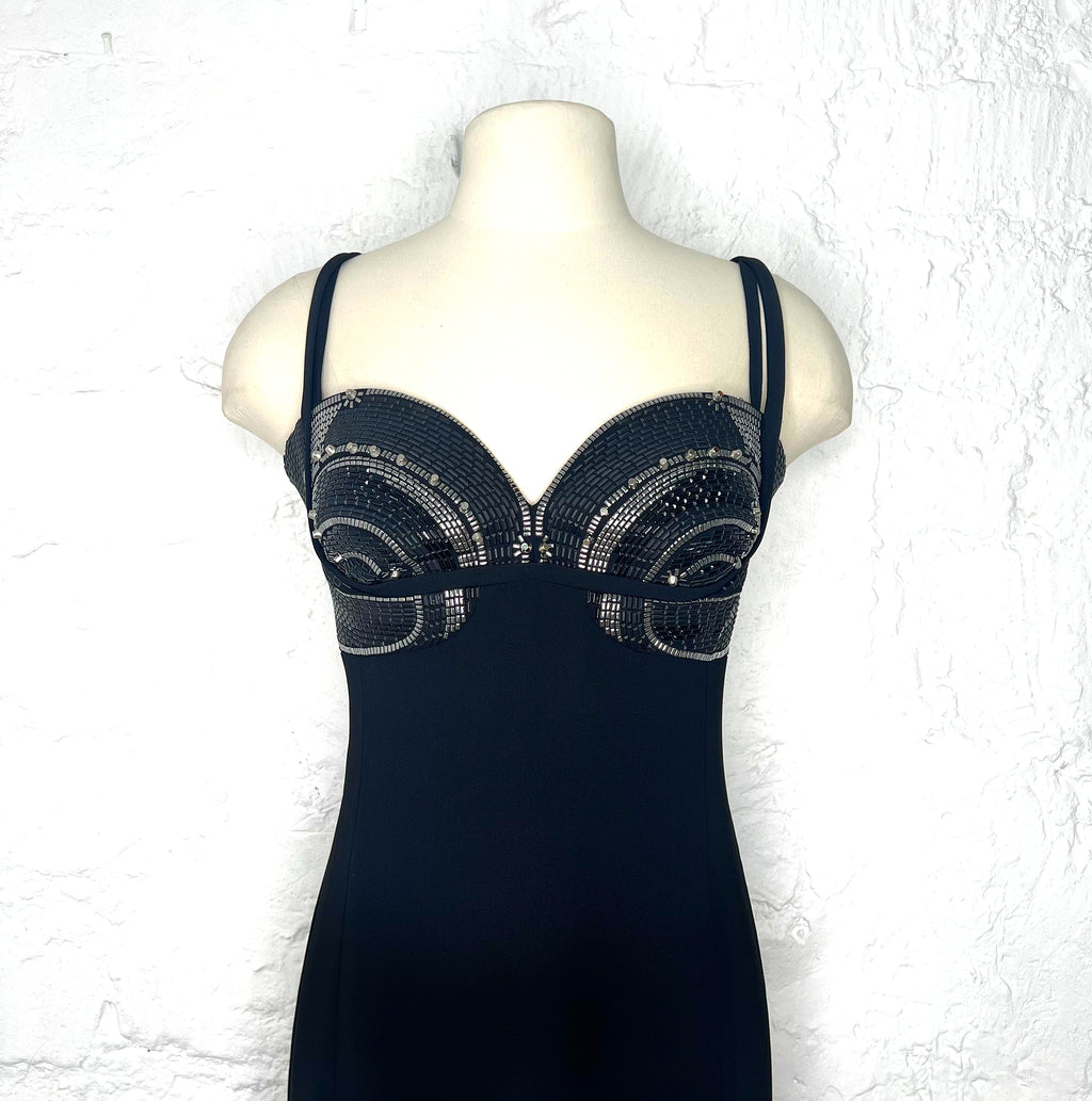 VERSACE VERSACE - Long Black Sequin Dress - ALE PARIS Luxury Vintage