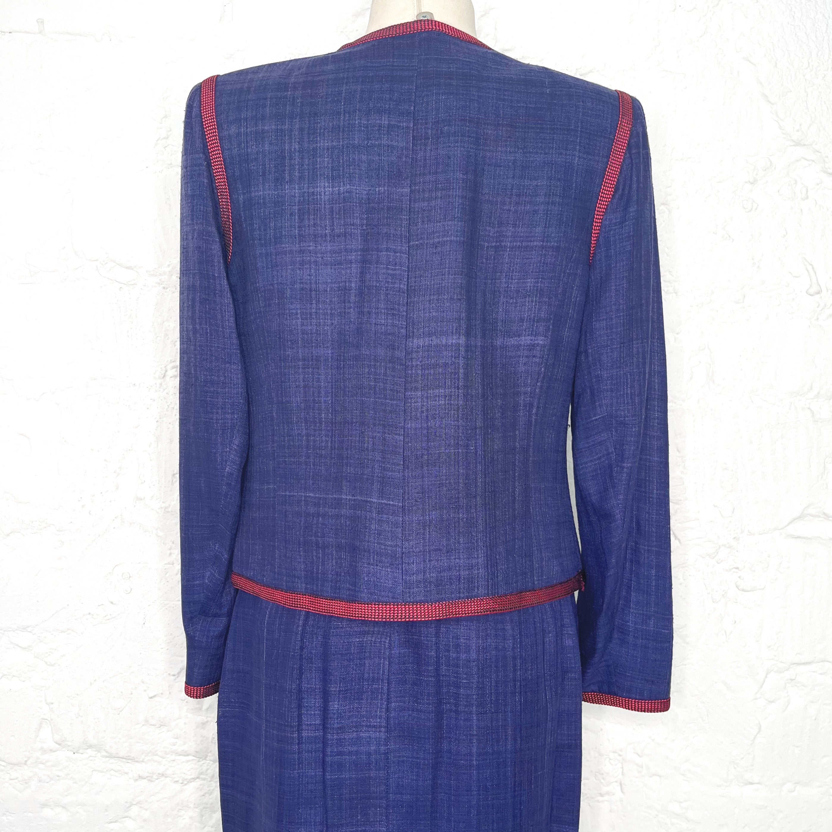 YVES SAINT LAURENT YVES SAINT LAURENT - Blue And Pink Jacket And Skirt Set - ALE PARIS Luxury Vintage