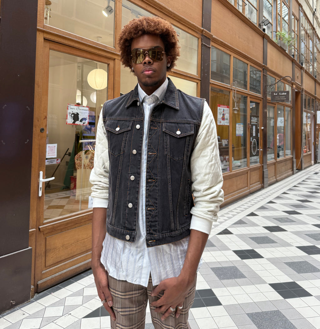 ALEXANDER MCQUEEN ALEXANDER MCQUEEN - Black Denim Teddy Jacket - ALE PARIS Luxury Vintage