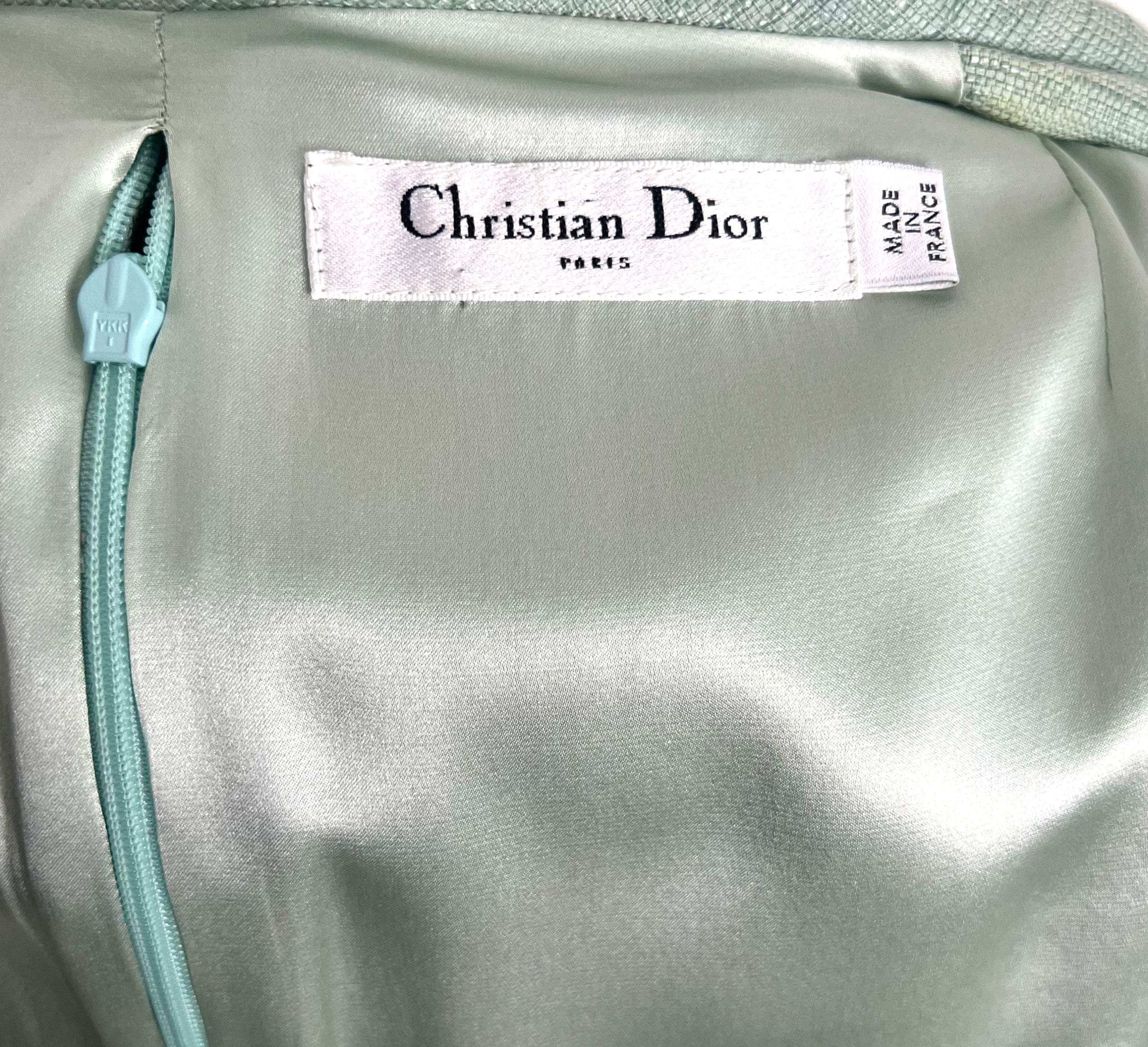 CHRISTIAN DIOR CHRISTIAN DIOR -  Blue Green Dress With Bow Collar - ALE PARIS Luxury Vintage