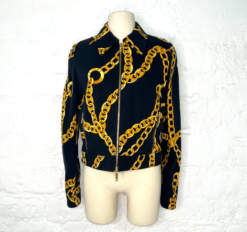 CÉLINE CELINE - Black And Gold Printed Jacket - ALE PARIS Luxury Vintage