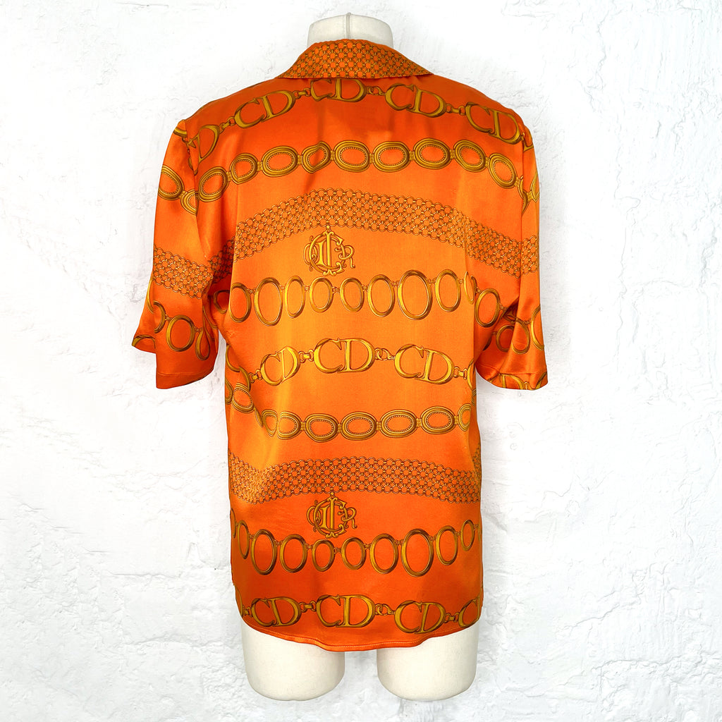 CHRISTIAN DIOR CHRISTIAN DIOR - Orange Satin Short Shirt - ALE PARIS Luxury Vintage