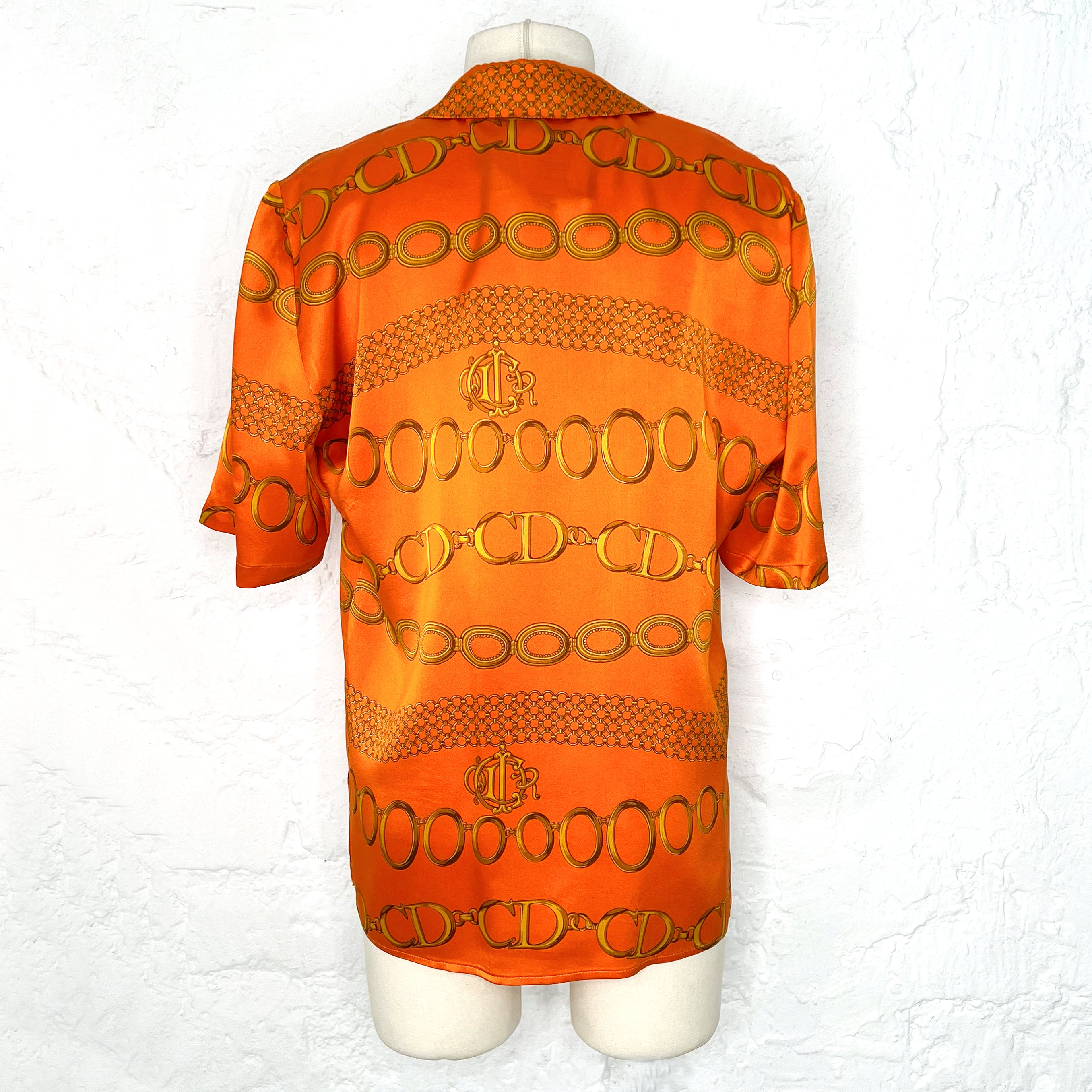 CHRISTIAN DIOR CHRISTIAN DIOR - Orange Satin Short Shirt - ALE PARIS Luxury Vintage