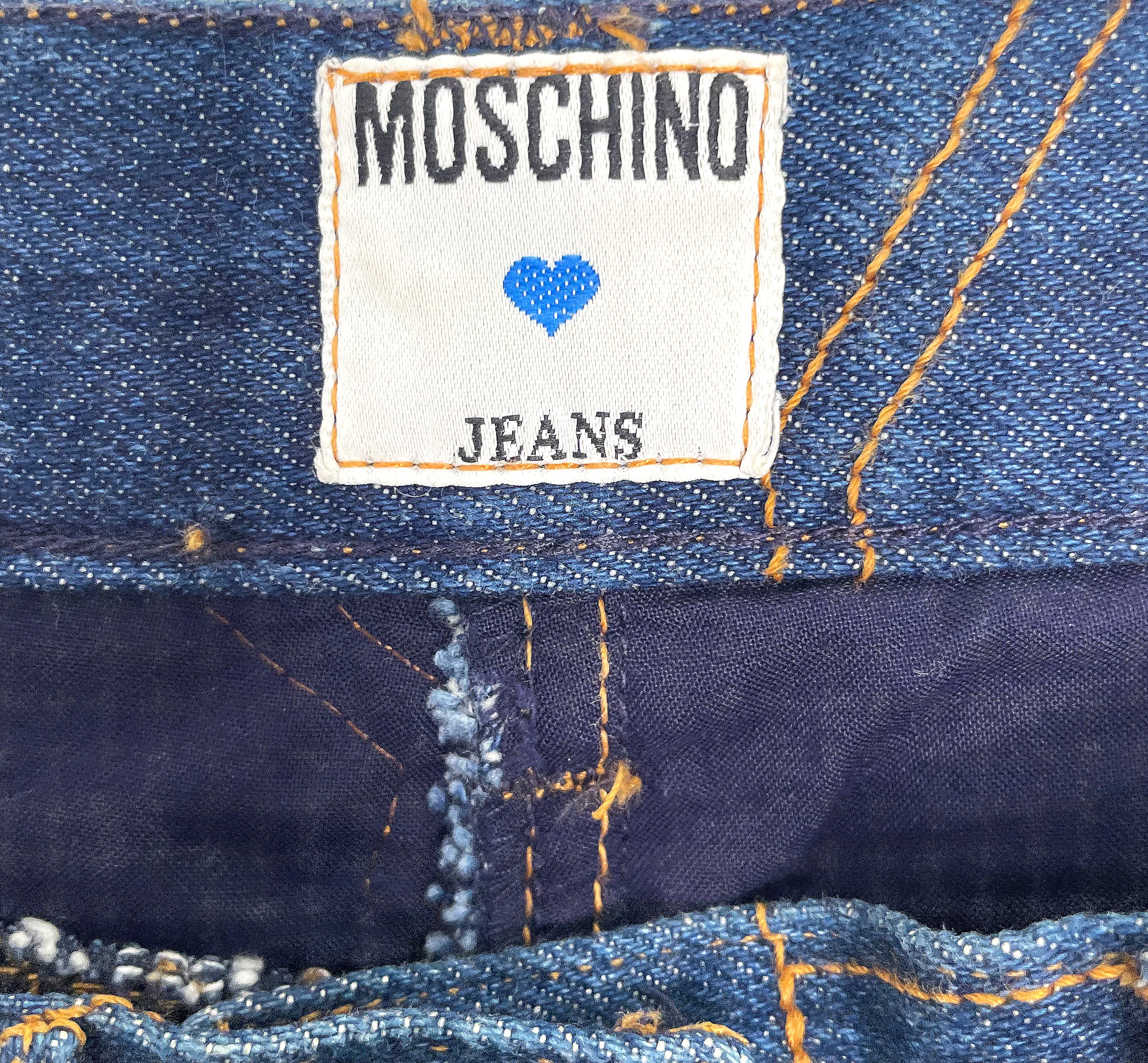 MOSCHINO MOSCHINO - Denim Skirt With Orange Stitching - ALE PARIS Luxury Vintage
