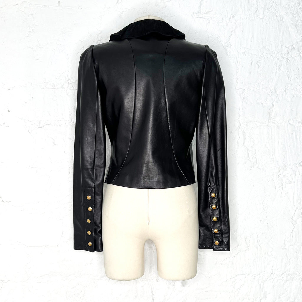 FENDI FENDI - Black Short Leather Jacket - ALE PARIS Luxury Vintage