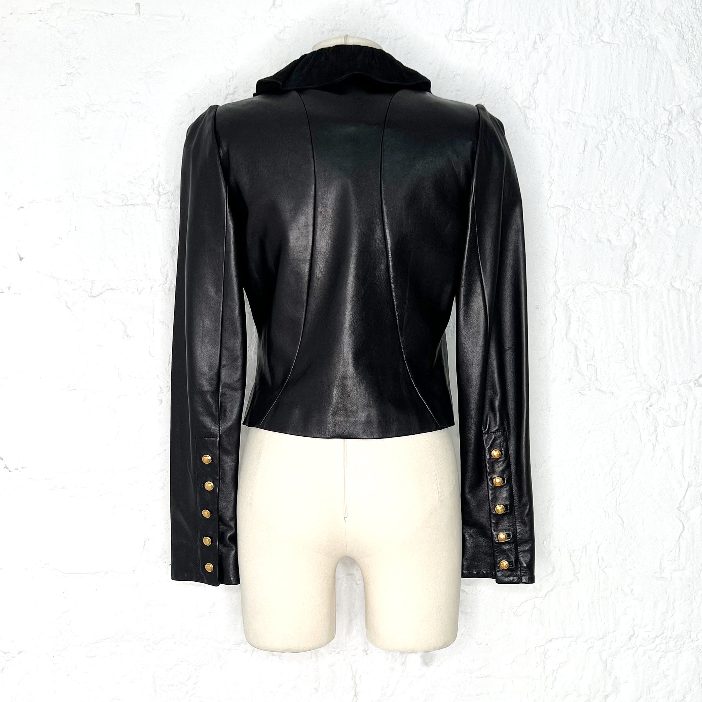 FENDI FENDI - Black Short Leather Jacket - ALE PARIS Luxury Vintage