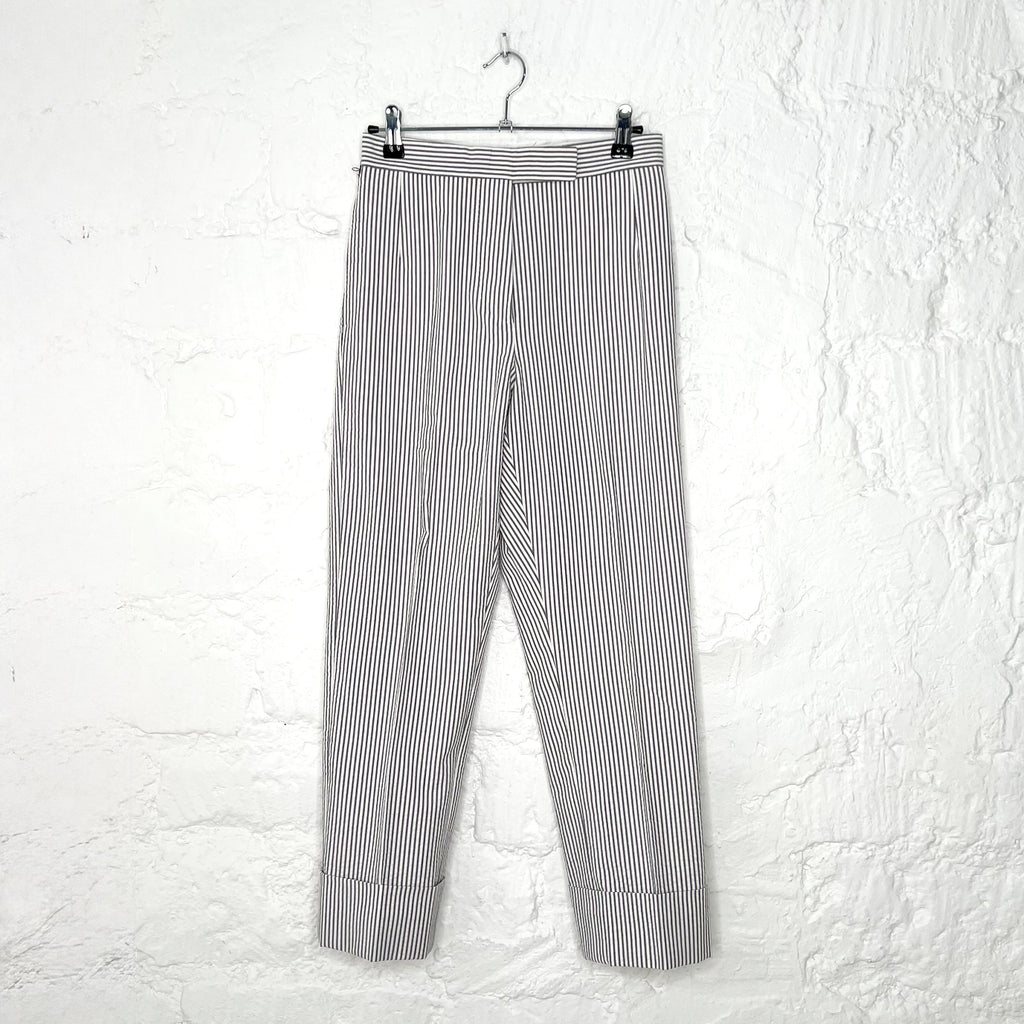THOM BROWNE THOM BROWNE - White Seersucker Backstrap Trousers - ALE PARIS Luxury Vintage