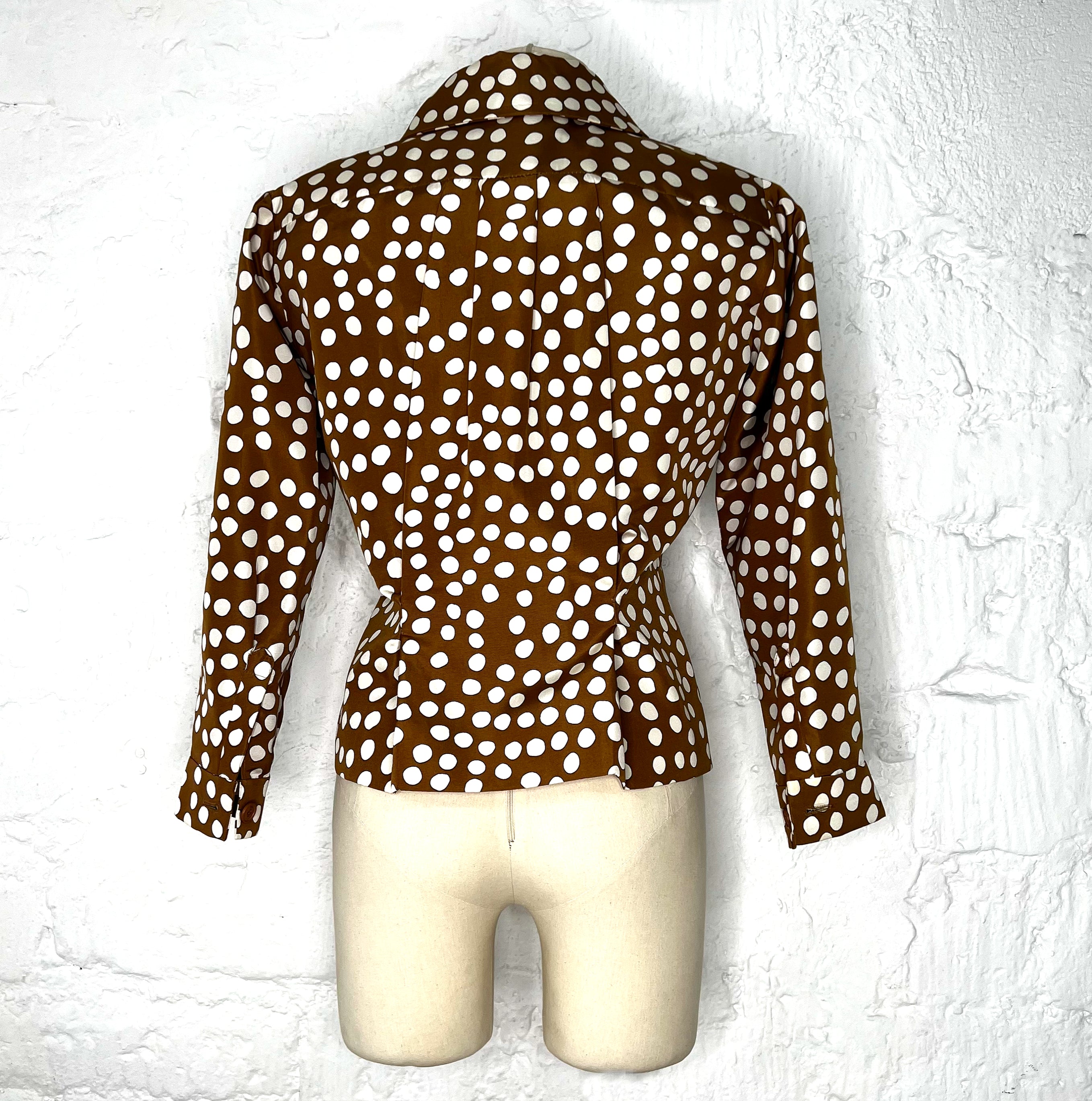 CHRISTIAN DIOR CHRISTIAN DIOR - Polka Dot Brown Fitted Cropped Jacket - ALE PARIS Luxury Vintage