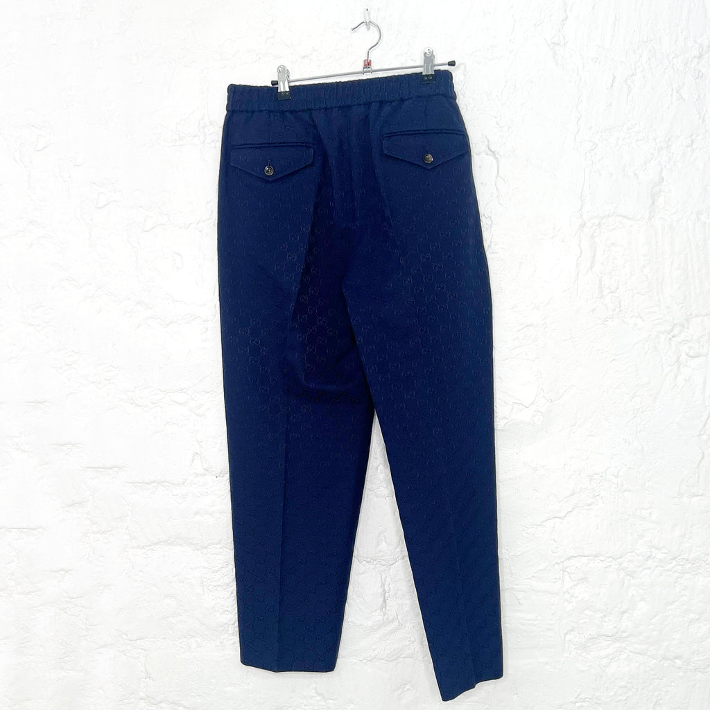 GUCCI GUCCI - Blue Monogram Pants - ALE PARIS Luxury Vintage