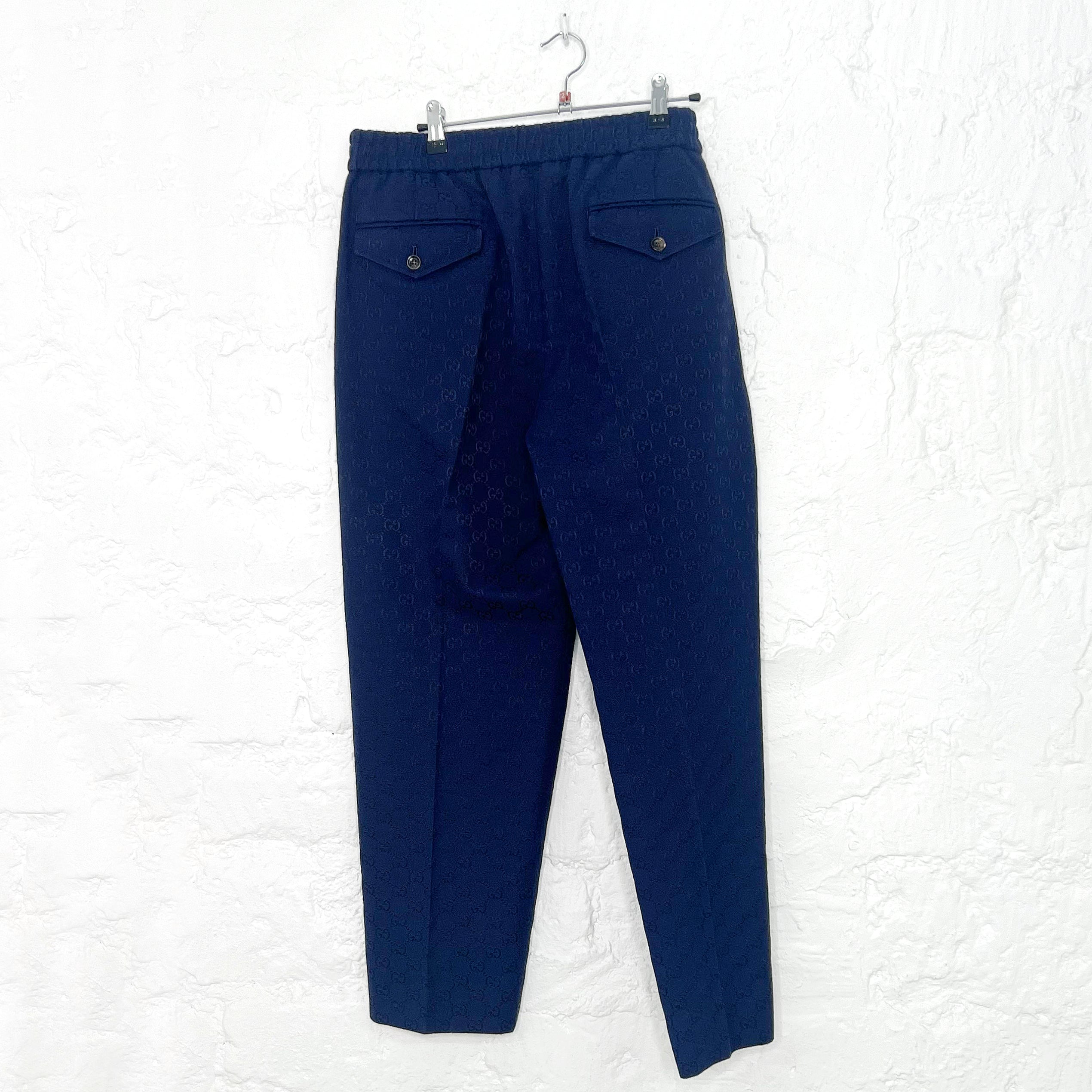 GUCCI GUCCI - Blue Monogram Pants - ALE PARIS Luxury Vintage